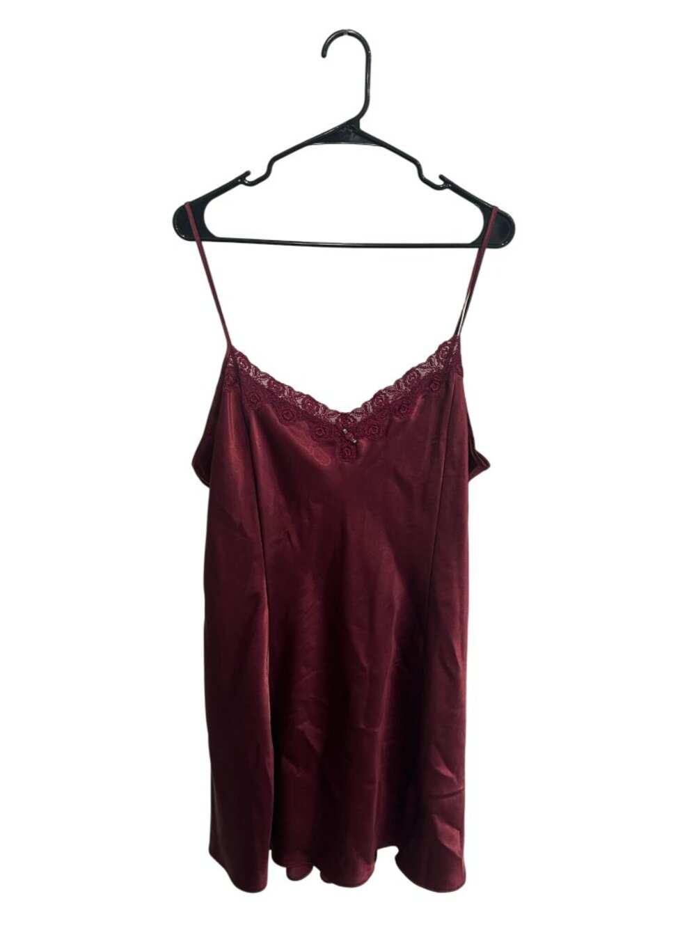 Sophia By Delicates XL Burgundy Satin Nightgown Lace Trim Romanticcore Ethereal